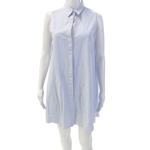 Alice + Olivia Womens Button Front Collared Striped Shift Dress Blue White Large